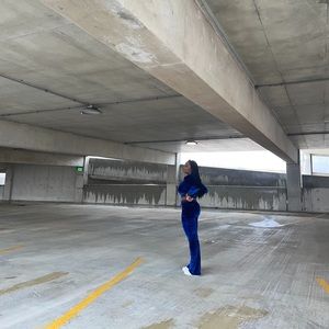 Blue velour tracksuit